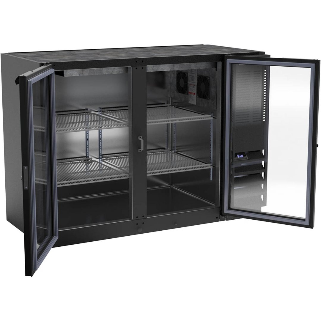 Beverage Air BB48HC-1-FG-B 48" 2 Section Black Back Bar Cooler with Glass Door