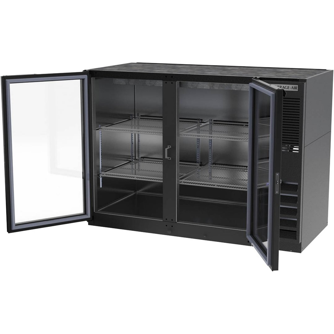 Beverage Air BB48HC-1-FG-B 48" 2 Section Black Back Bar Cooler with Glass Door