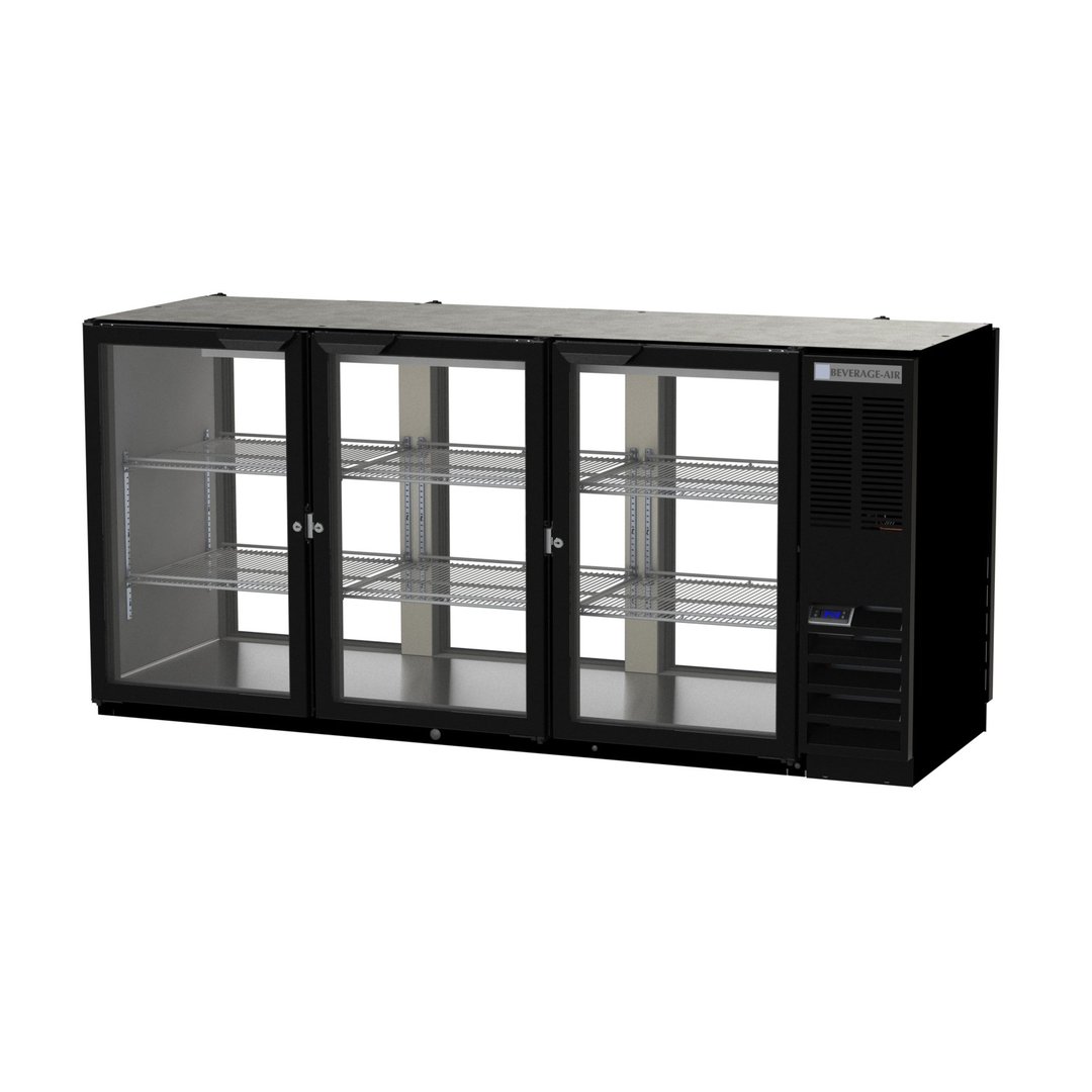 Beverage Air BB72HC-1-G-PT-B 72" Pass-Thru Glass Door Back Bar Refrigerator