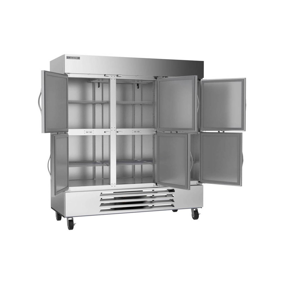 Beverage Air HBF72HC-5-HS 75" Three Section Reach-In Freezer w/ 6 Half Solid Doors, Stainless Steel, 69 cu. ft.