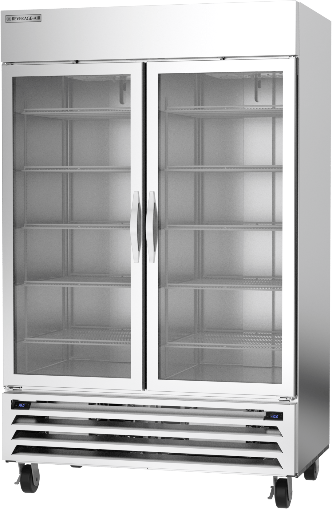 Beverage Air HBRF49HC-1-A-G 52" 2-Sections Reach-In Refrigerator/Freezer Combo w/ 2 Glass Doors