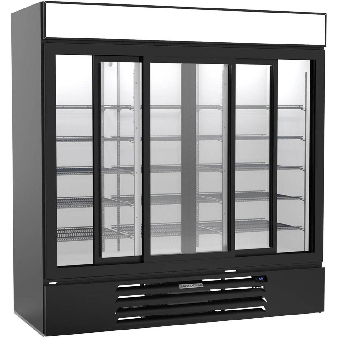 Beverage Air MMR66HC-1-B 75" Three Glass Door Merchandiser Refrigerator in Black, 64.4 cu. ft.