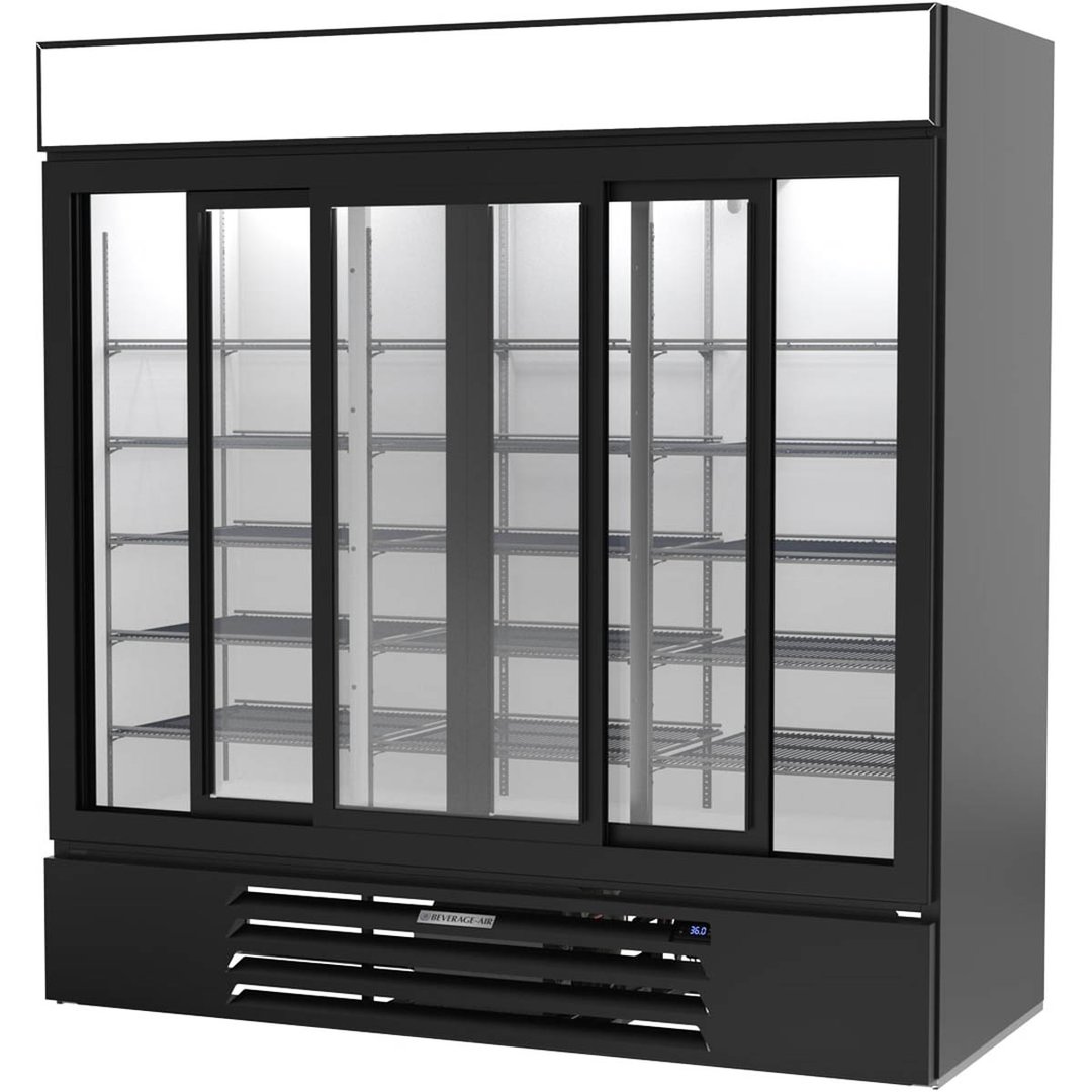 Beverage Air MMR66HC-1-B 75" Three Glass Door Merchandiser Refrigerator in Black, 64.4 cu. ft.