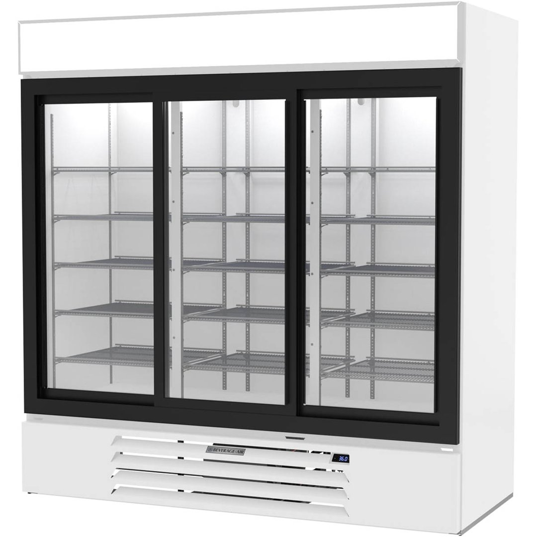Beverage Air MMR66HC-1-W 75" Three Glass Door Merchandiser Refrigerator in White, 64.4 cu. ft.