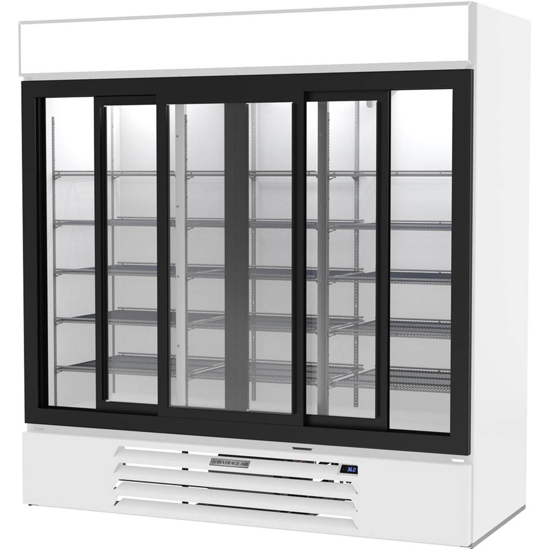 Beverage Air MMR66HC-1-W 75" Three Glass Door Merchandiser Refrigerator in White, 64.4 cu. ft.