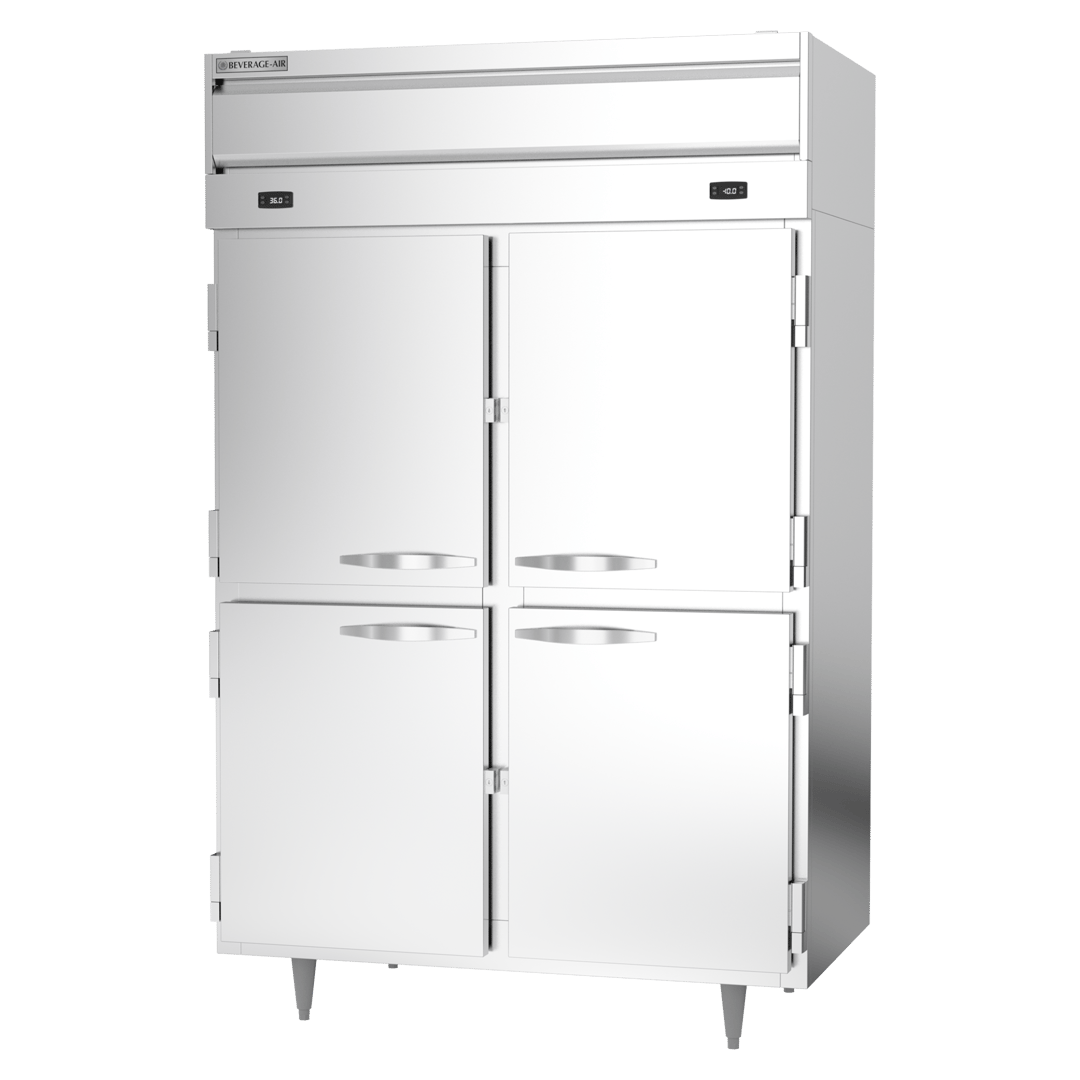 Beverage Air PRF24-24HC-1AHS 52" 2-Section Reach-In Refrigerator/Freezer Combo w/ 4 Half Solid Doors