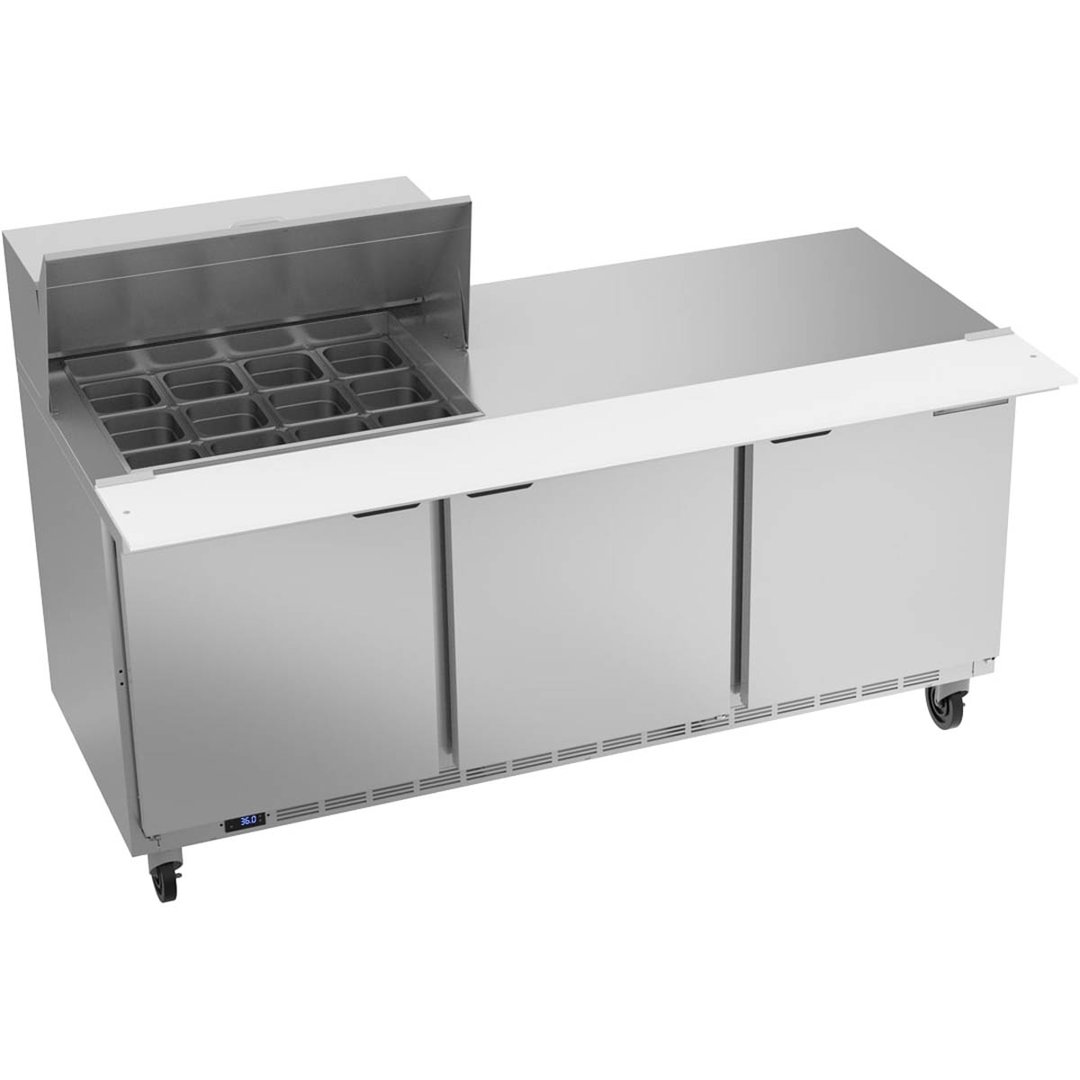 Beverage Air SPE72HC-12M 72" Mega Top Sandwich / Salad Prep Table w/ 3 Doors, 12 Pans, 20 cu. ft.