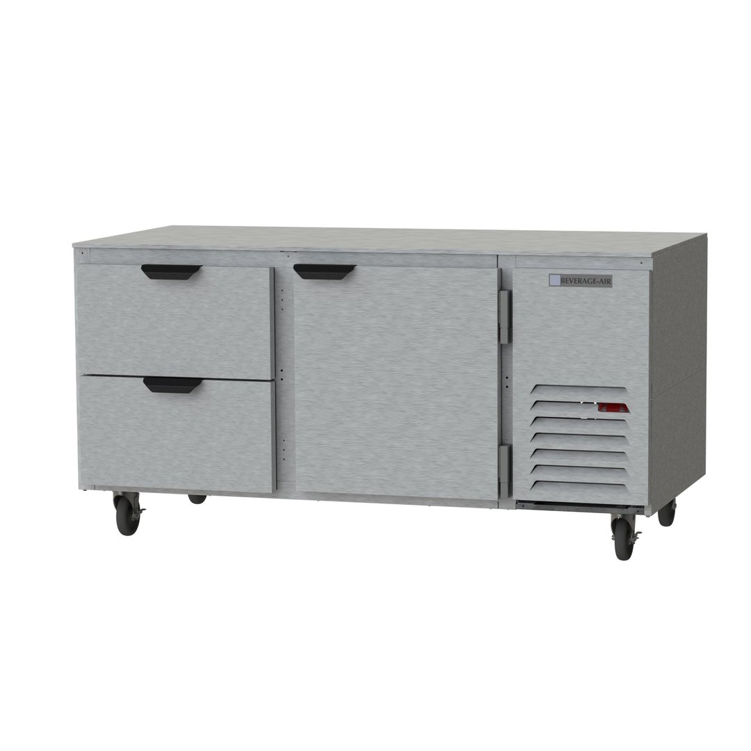 Beverage Air UCRD67AHC-2 67" Two Section Undercounter Refrigerator w/ 2 Drawers & 1 Door