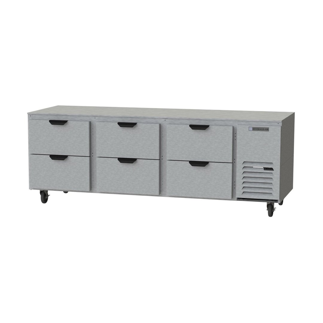 Beverage Air UCRD93AHC-6 93" Three Section Undercounter Refrigerator w/ 6 Drawers, 30 cu. ft.