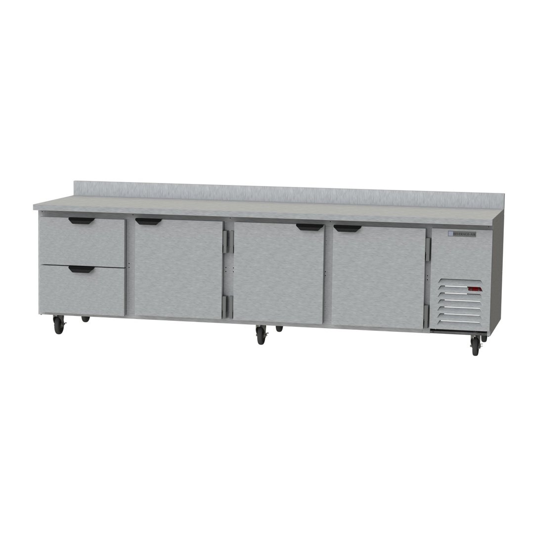 Beverage Air WTRD119AHC-2 119" 4-Section Worktop Refrigerator w/ 2 Drawers & 3 Doors, 40 cu. ft.