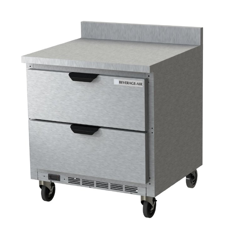 Beverage Air WTRD32AHC-2-FIP 32" 1-Section Worktop Refrigerator w/ 2 Drawers, 7.2 cu. ft.