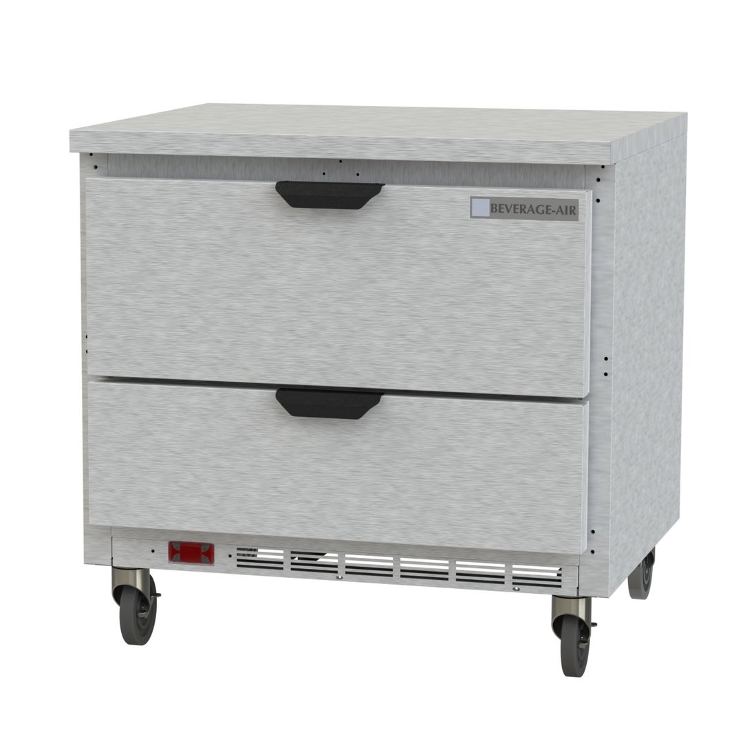 Beverage Air WTRD36AHC-2-FLT 36" 1-Section Worktop Refrigerator w/ 2 Drawers, 8.5 cu. ft.