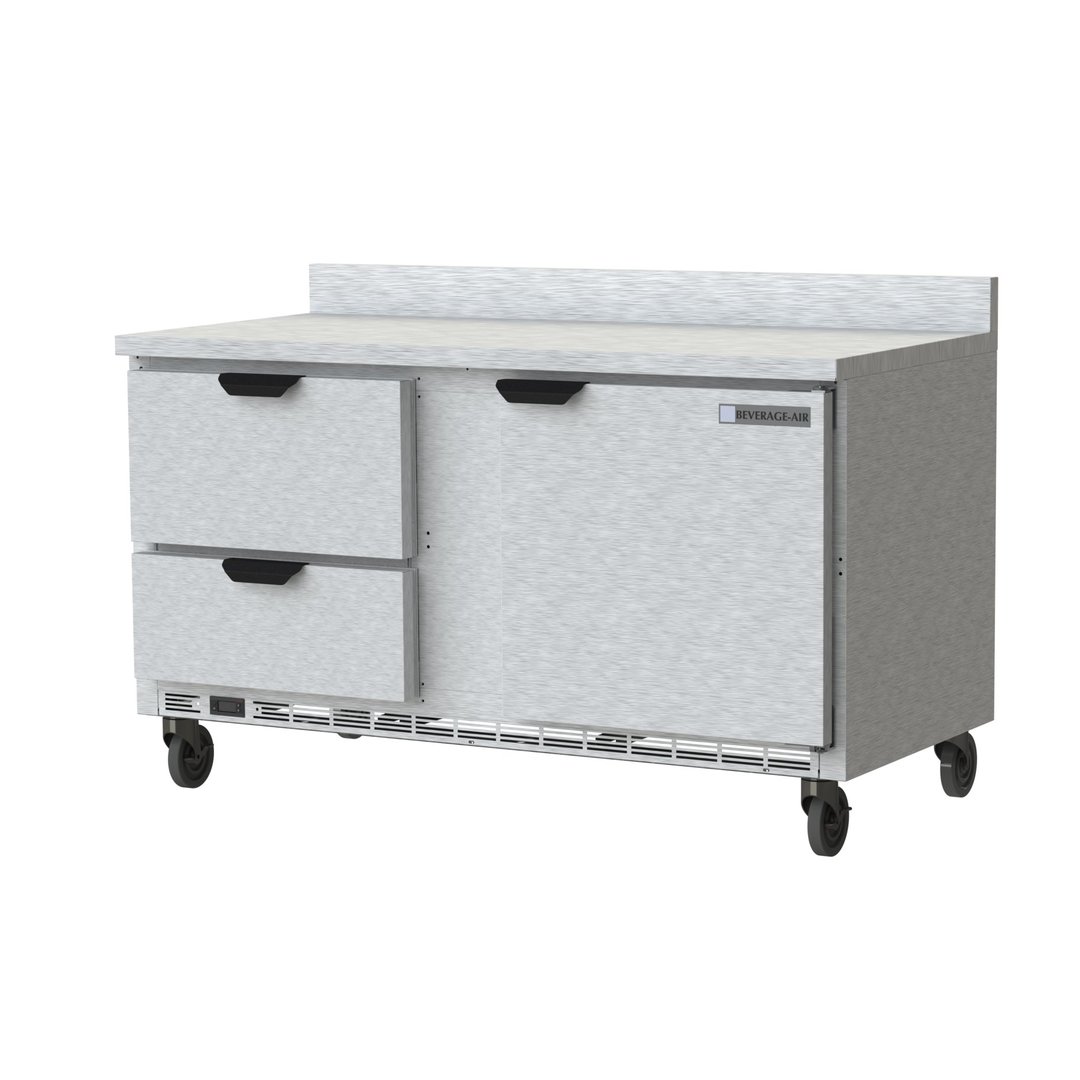 Beverage Air WTRD60AHC-2-FIP 60" 2-Section Worktop Refrigerator w/ 2 Drawers & 1 Door, 14.75 cu. ft.