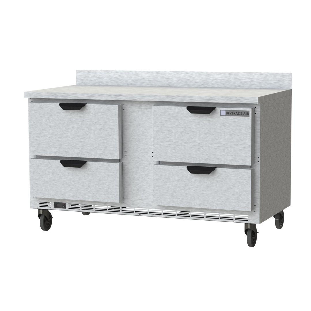 Beverage Air WTRD60AHC-4 60" 2-Section Worktop Refrigerator w/ 4 Drawers, 14.75 cu. ft.