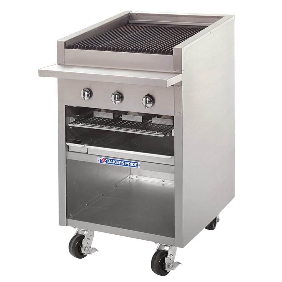 Bakers Pride F-24RS 24" Floor Model Gas Radiant Charbroiler w/ Cabinet Base, 60.000 BTU