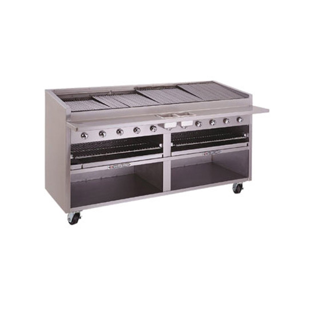 Bakers Pride F-72RS 72" Floor Model Gas Radiant Charbroiler w/ Cabinet Base, 240.000 BTU