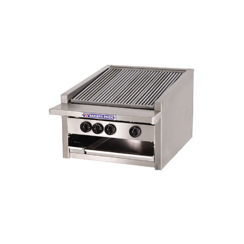 Bakers Pride L-24RS-R 24" Low Profile Countertop Gas Radiant Charbroiler w/ (4) Burners, 60.000 BTU