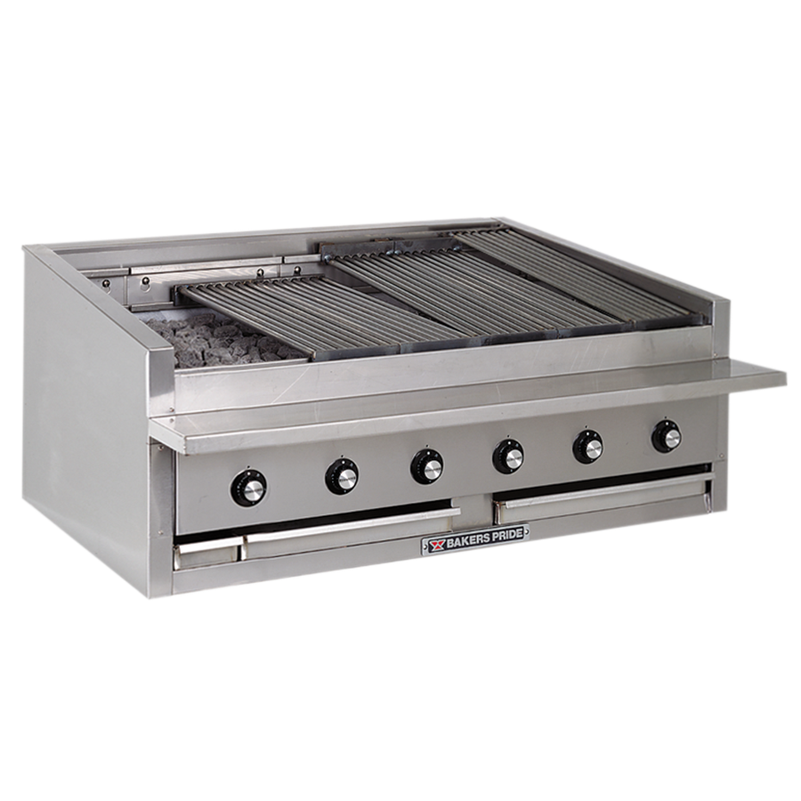 Bakers Pride L-48RS 48" Low Profile Countertop Gas Radiant Charbroiler w/ (10) Burners, 150.000 BTU