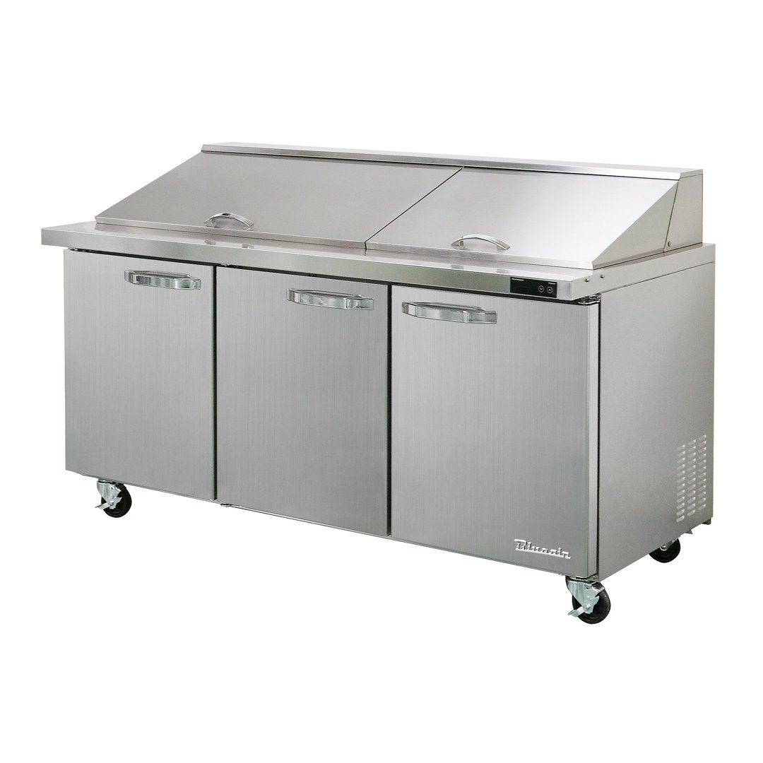 Blue Air BLMT72-HC 72" Three Section Mega Top Sandwich Prep Table w/ 3 Doors, 30 Pans