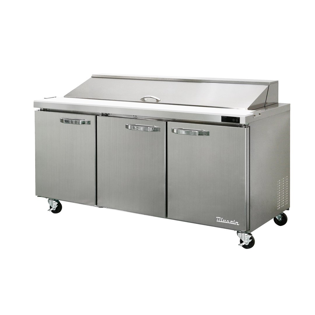 Blue Air BLPT72-HC 72" Three Section Sandwich / Salad Prep Table w/ 3 Doors, 18 pans, 20 cu. ft.