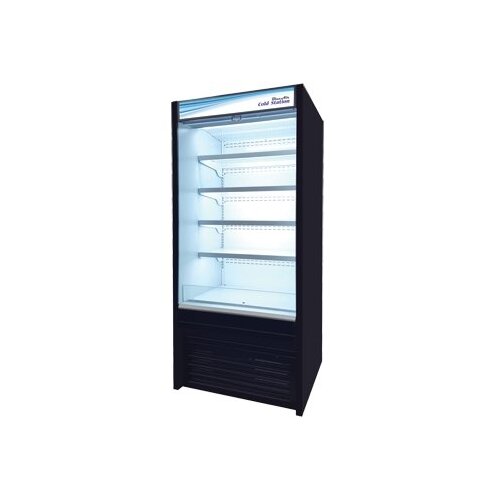 Blue Air BOD-36S 36" Vertical Open Display Case, Solid Side Panel, 4 Shelves, w/ Night Curtain, 19.6 cu. ft. 