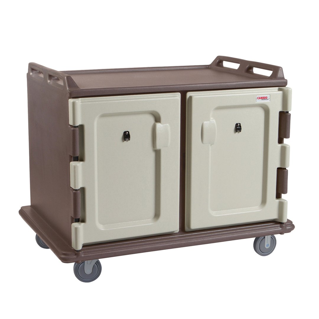 Cambro MDC1418S20194 Granite Sand 20 Tray Insulated Meal Delivery Cart w/ 2 Compartments