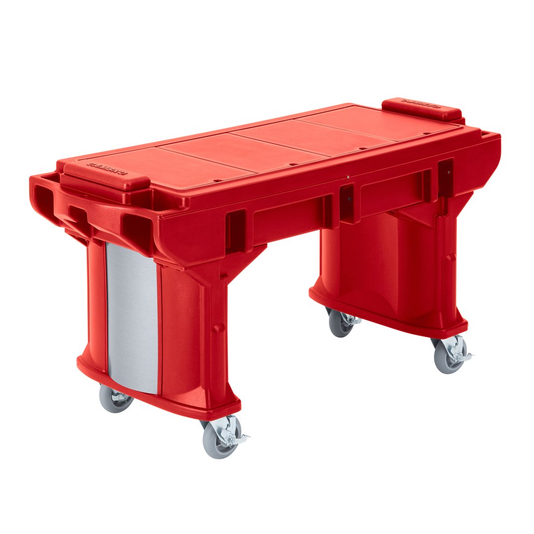 Cambro VBRTLHD5158 Versa Food Bar™ Work Table, Hot Red, 5 ft. unit, (4) Pan
