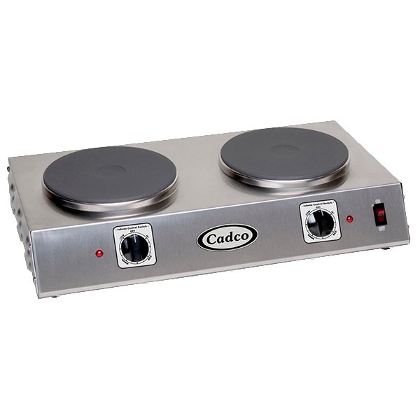 Cadco CDR-2C 21-1/4" Electric Countertop Hotplate w/ (2) Solid Burners, Horizontal Design, Infinite Controls, 1.8 kW, 120v