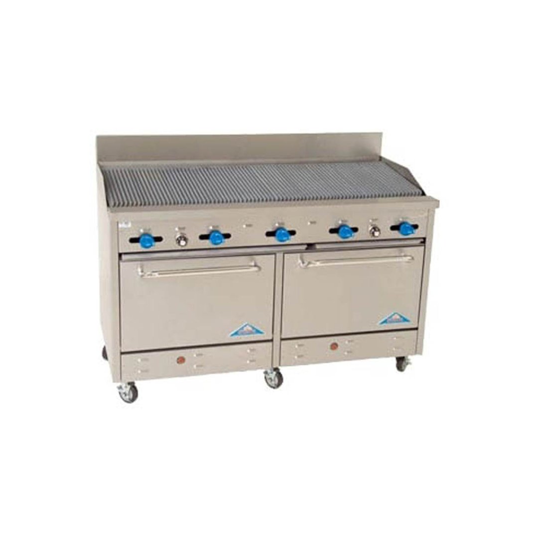 Comstock-Castle 2F330-6RB 72" Gas Restaurant Range w/ 72" Full Charbroiler, (2) Standard Ovens, 240.000 BTU