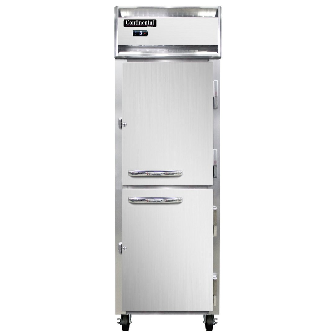 Continental Refrigerator 1FNSSPTHD 26" One Section Pass-Thru Freezer w/ 4 Half Solid Doors, All Stainless Steel, 21 cu. ft.