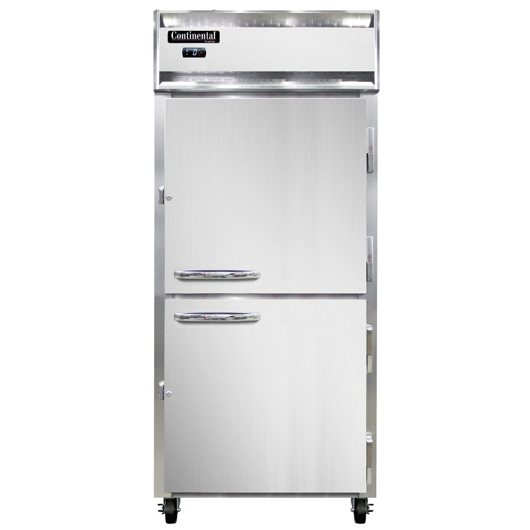 Continental Refrigerator 1FXNHD 36" One Section Reach-In Freezer w/ 2 Half Solid Doors, 30 cu. ft.