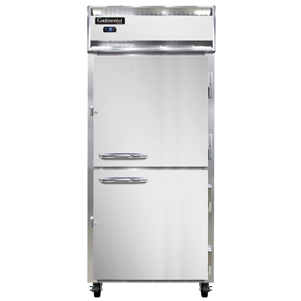Continental Refrigerator 1FXSNHD 36" One Section Reach-In Freezer w/ 2 Half Solid Doors, 26 cu. ft.