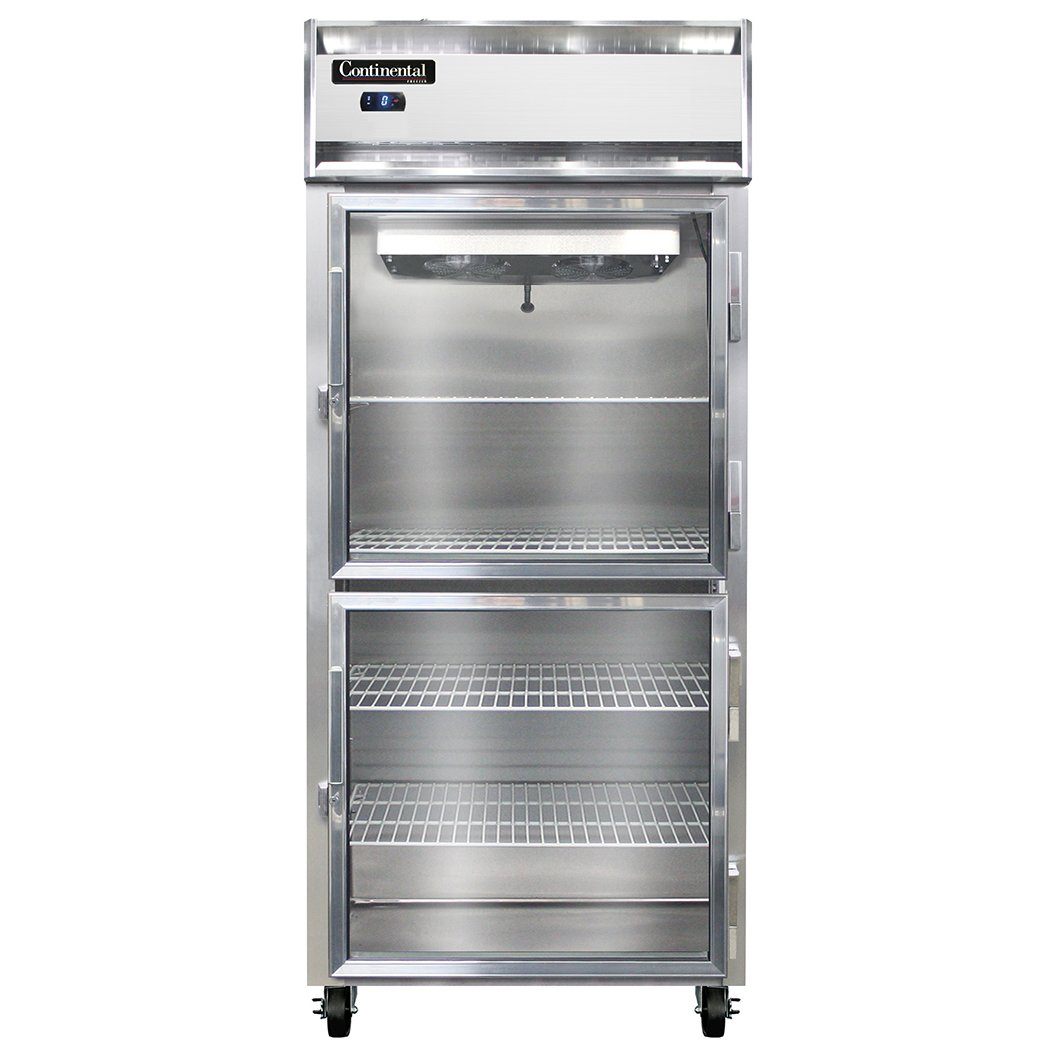 Continental Refrigerator 1FXSNSSGDHD 36" One Section Reach-In Freezer w/ 2 Half Glass Doors, All Stainless Steel, 26 cu. ft.