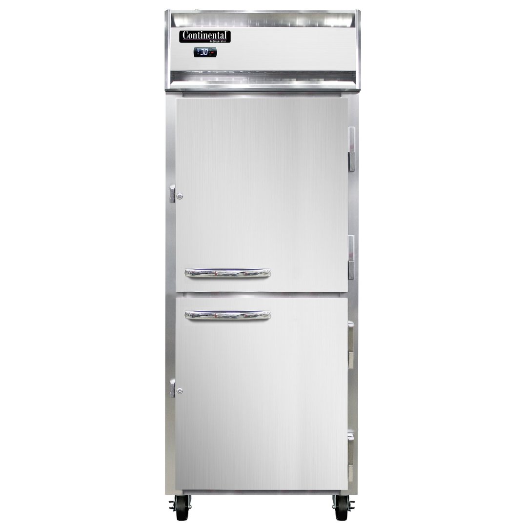 Continental 1RENHD 28" 28.5" One Section Reach-In Refrigerator w/ 2 Half Solid Doors, Stainless Steel Front Aluminum Exterior, 21 cu. ft.