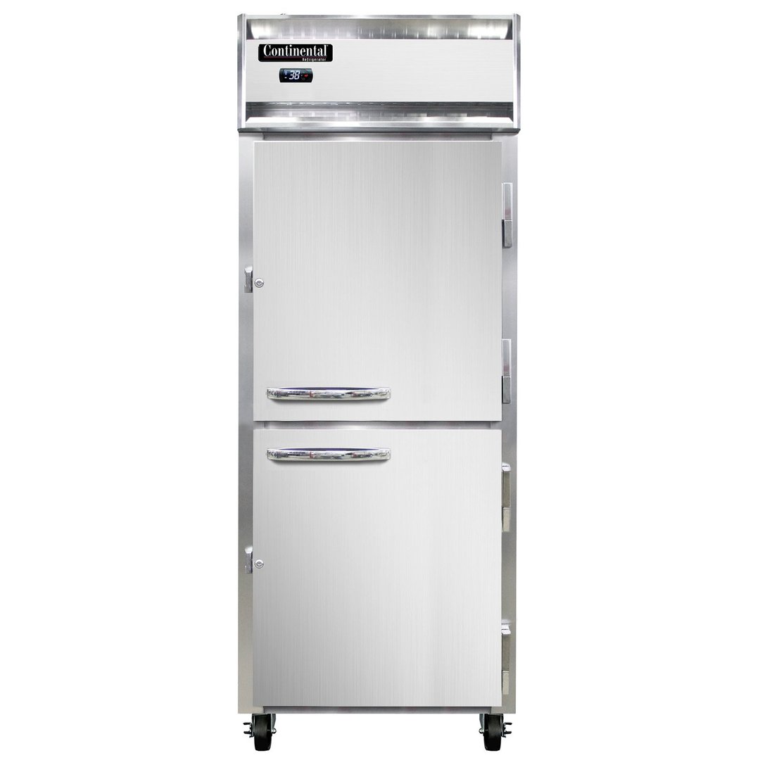 Continental 1RENSSHD 28.5" One Section Reach-In Refrigerator w/ 2 Half Solid Doors, All Stainless Steel, 21 cu. ft.