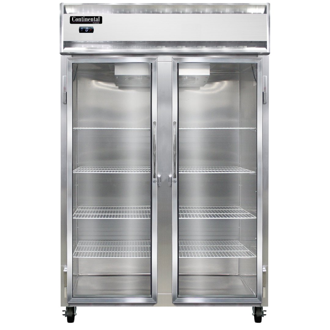 Continental Refrigerator 2FNGD 52" Two Section Reach-In Freezer w/ 2 Glass Doors, 48 cu. ft.