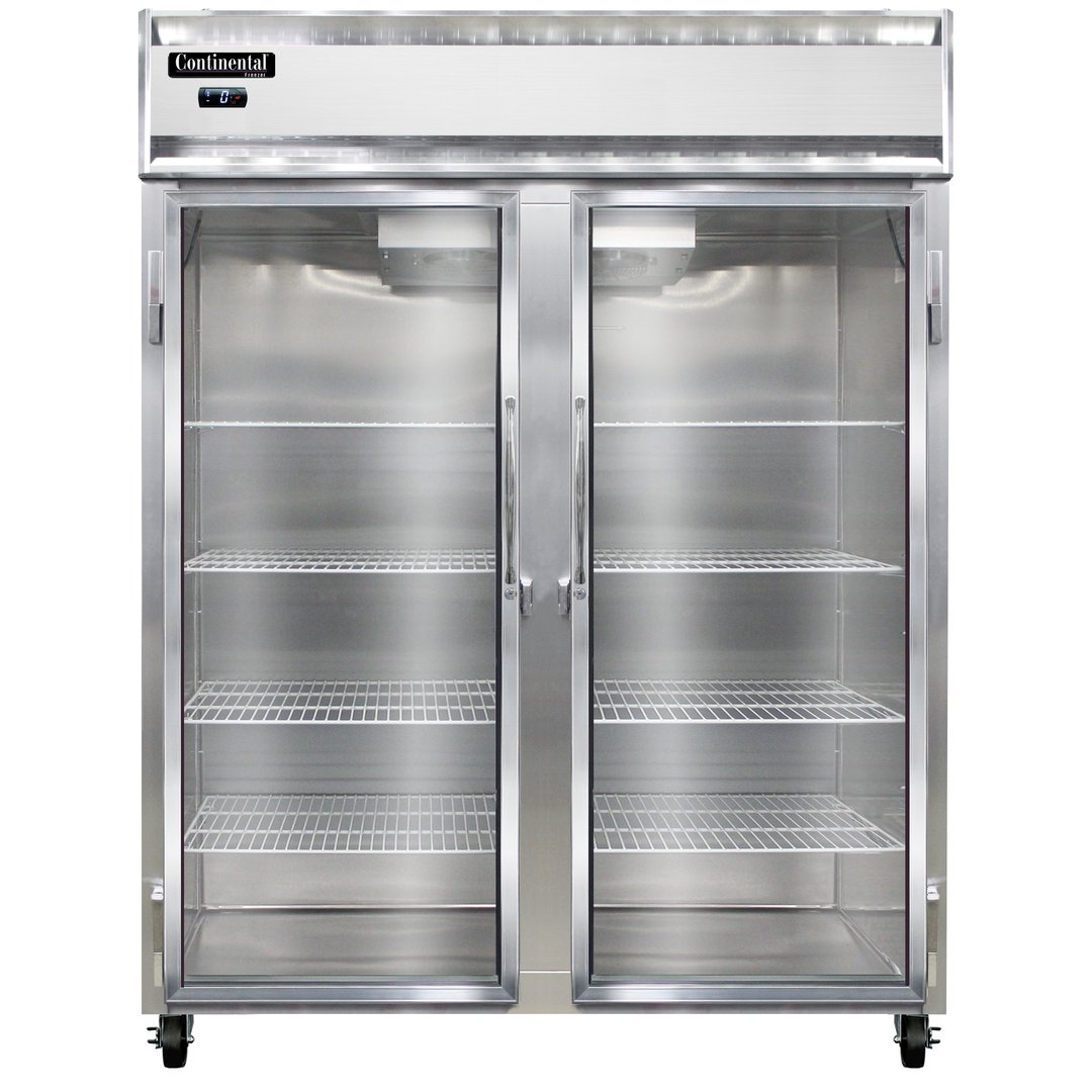 Continental Refrigerator 2FENGD 57" Two Section Reach-In Freezer w/ 2 Glass Doors, 50 cu. ft.