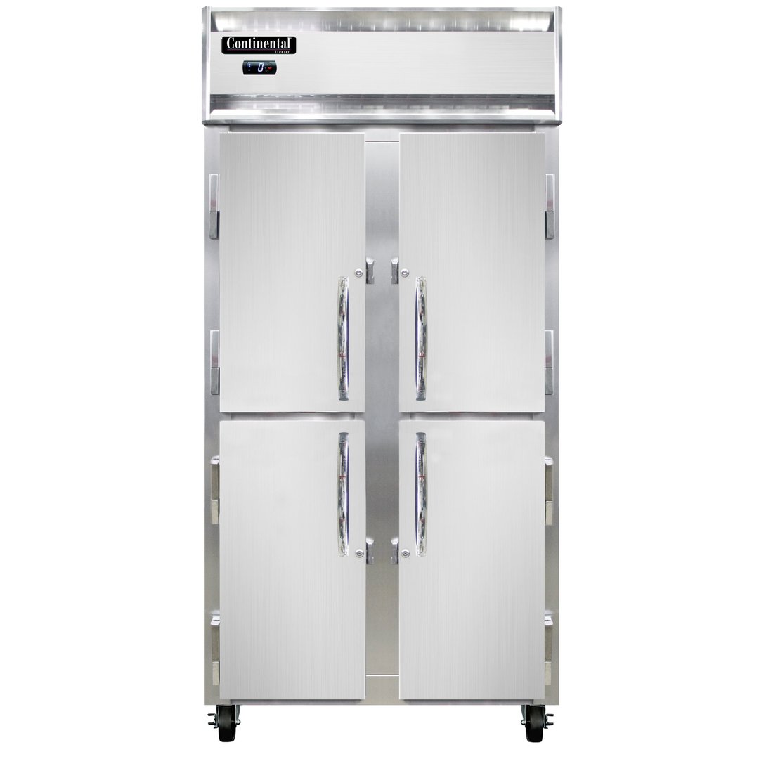 Continental Refrigerator 2FSENHD 36" Two Section Reach-In Freezer w/ 4 Half Solid Doors, 30 cu. ft.