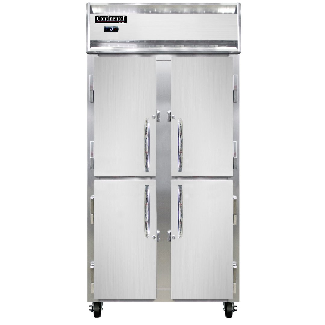 Continental Refrigerator 2FSENSSHD 36" Two Section Reach-In Freezer w/ 4 Half Solid Doors, All Stainless Steel, 30 cu. ft.