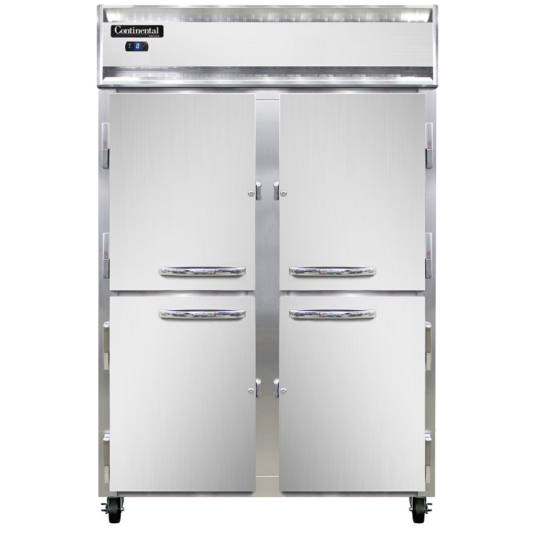 Continental Refrigerator 2FSNSSHD 52" Two Section Reach-In Freezer w/ 4 Half Solid Doors, All Stainless Steel, 32 cu. ft.