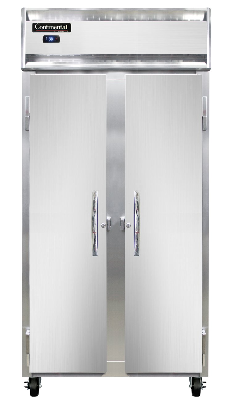 Continental Refrigerator 2RSESNSA 36" Two Section Reach-In Refrigerator w/ 2 Solid Doors, Stainless Steel Exterior, 24 cu.ft.