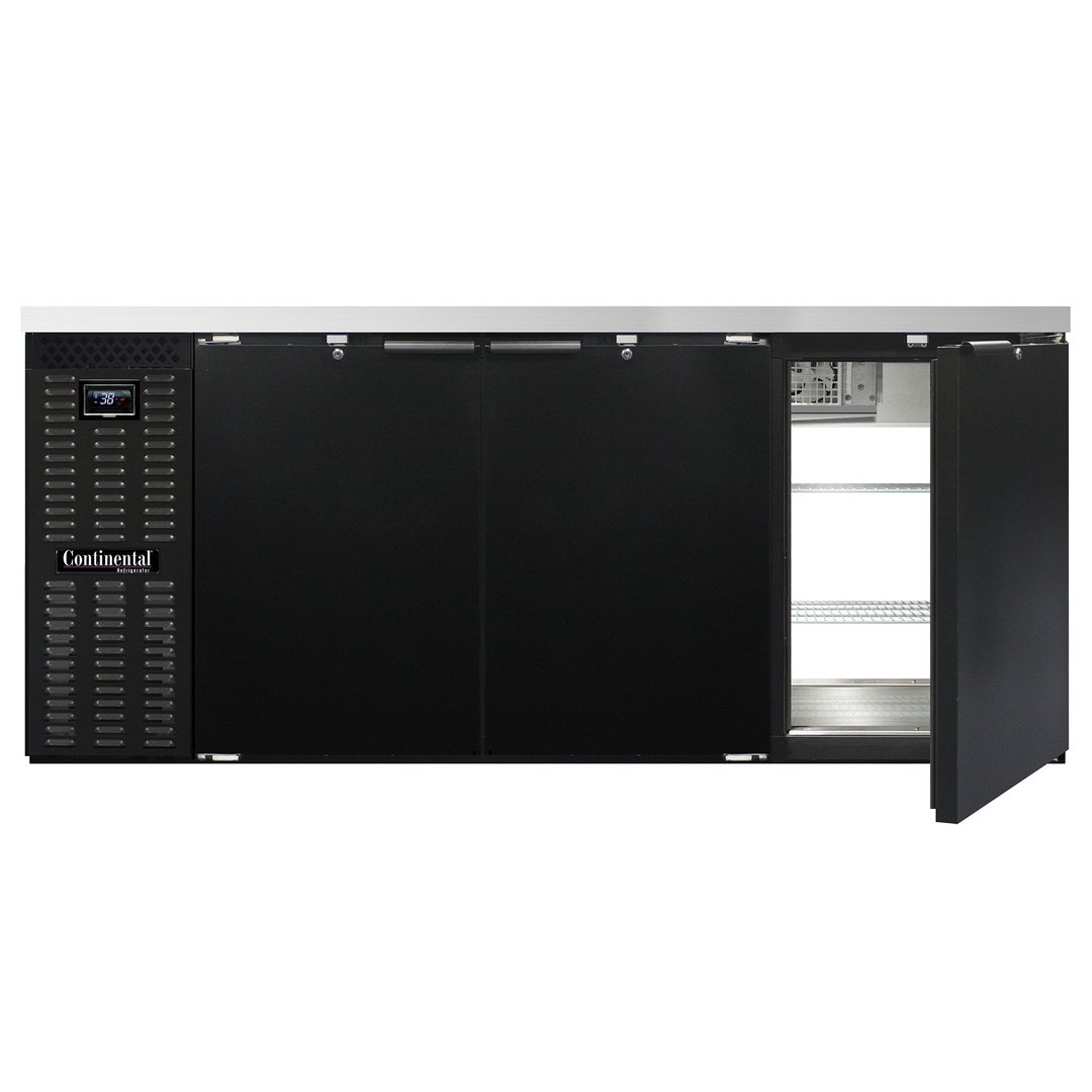Continental Refrigerator BB79NPT Pass-Thru Back Bar Cooler w/ 28 Cu Ft, 6 Solid Doors, 79" W