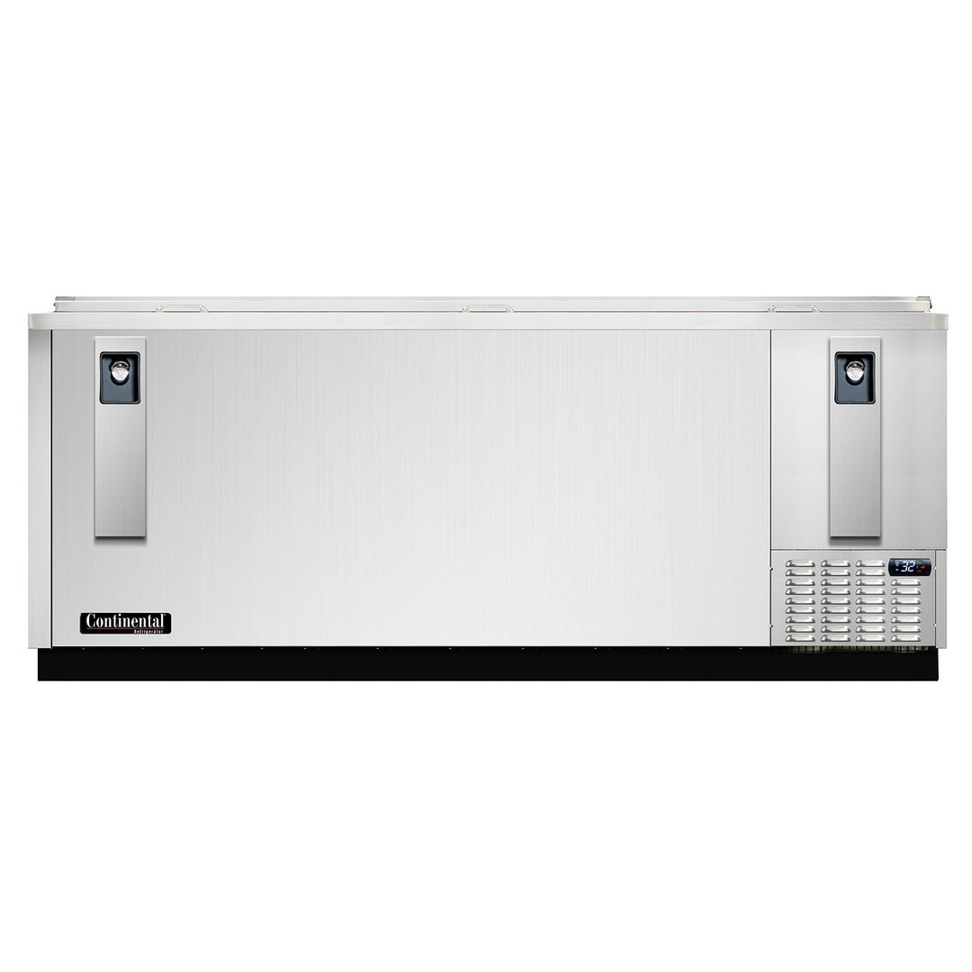 Continental Refrigerator CBC95-SS-DC 95" Flat Top Bottle Cooler w/ 3 Slide Back Lids, Side-Mount