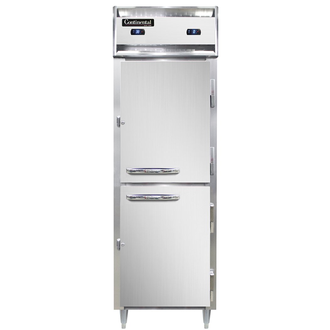 Continental Refrigerator D1RFNSAHD 26" 1-Section Reach-In Refrigerator/Freezer Combo w/ 2 Half Solid Doors