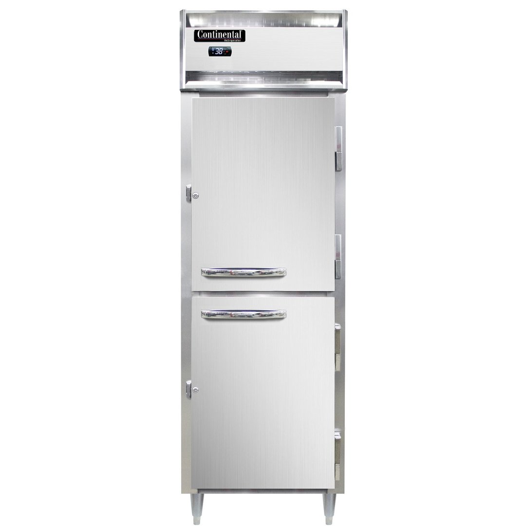 Continental Refrigerator D1RNSSHD 26" One Section Reach-In Refrigerator w/ 2 Half Solid Doors, All Stainless Steel, 21 cu. ft.