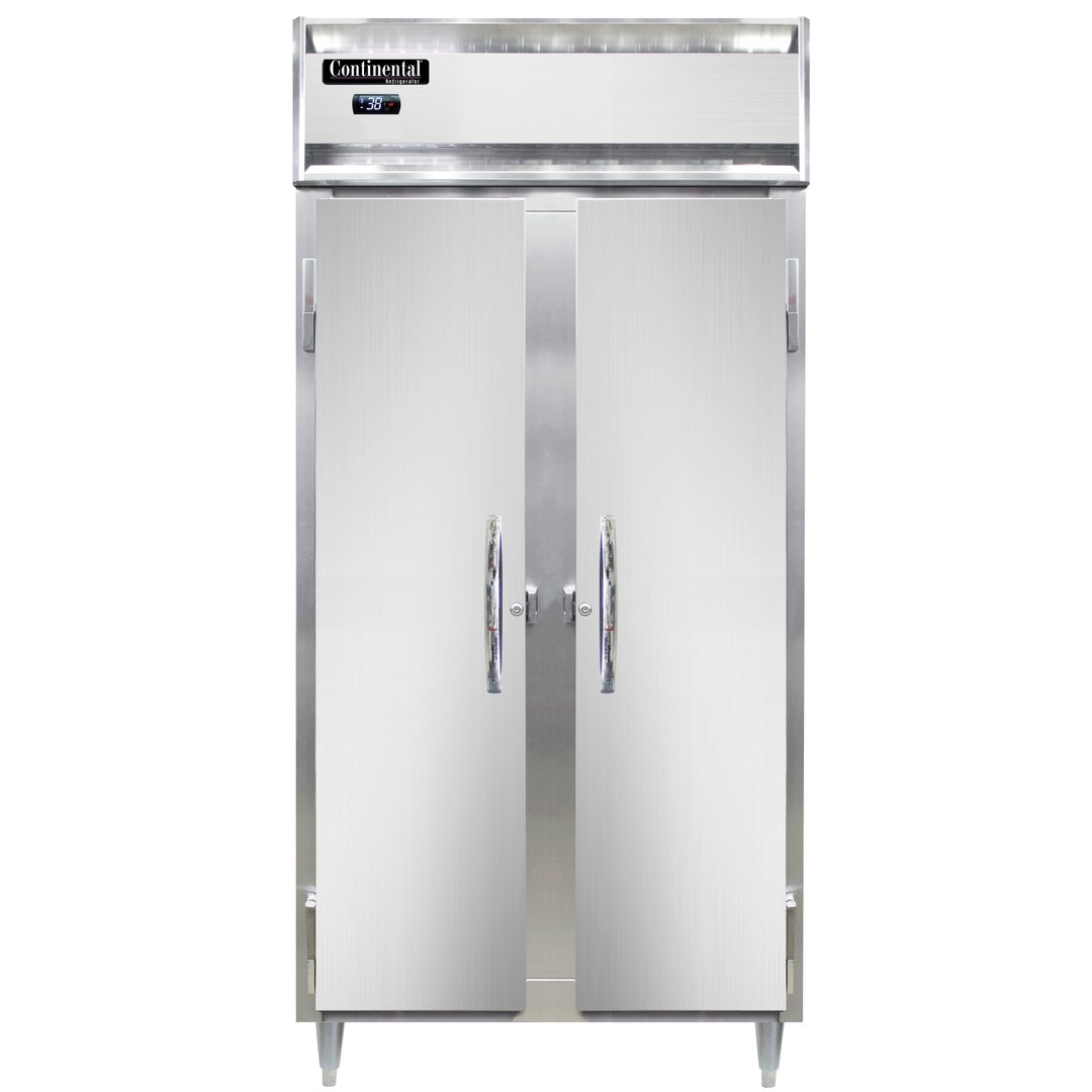 Continental Refrigerator D2RSEN 36" Two Section Reach-In Refrigerator w/ 2 Solid Doors, Stainless Steel Front Aluminum Exterior, 32 cu. ft.