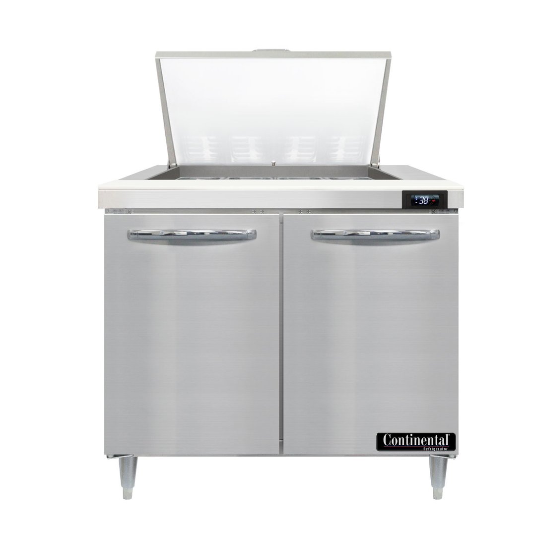 Continental Refrigerator D36N12M 36" Mega Top Sandwich Prep Table w/ 2 Doors, 12 pans
