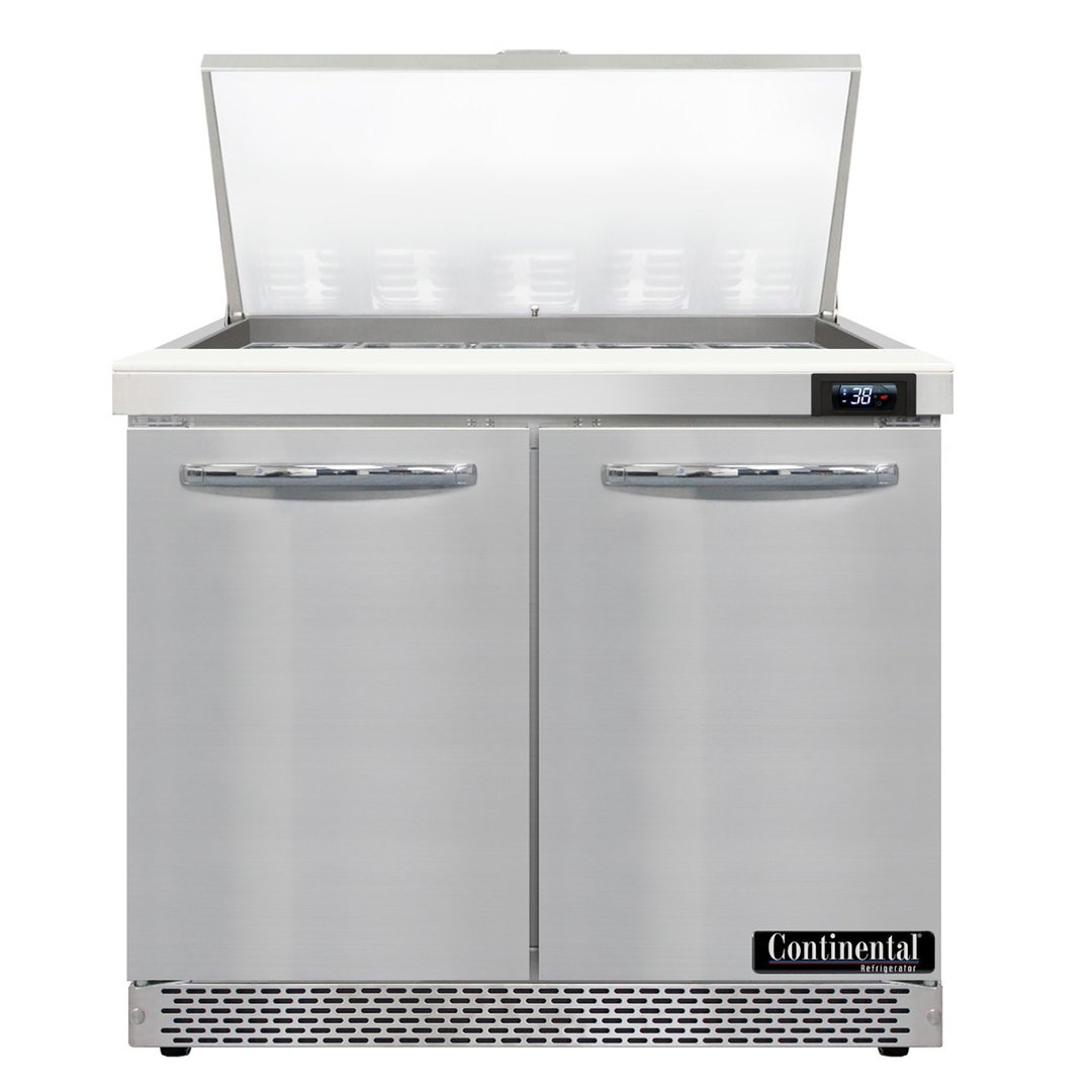 Continental Refrigerator D36N15M-FB 36" Mega Top Sandwich Prep Table w/ 2 Doors, 15 pans