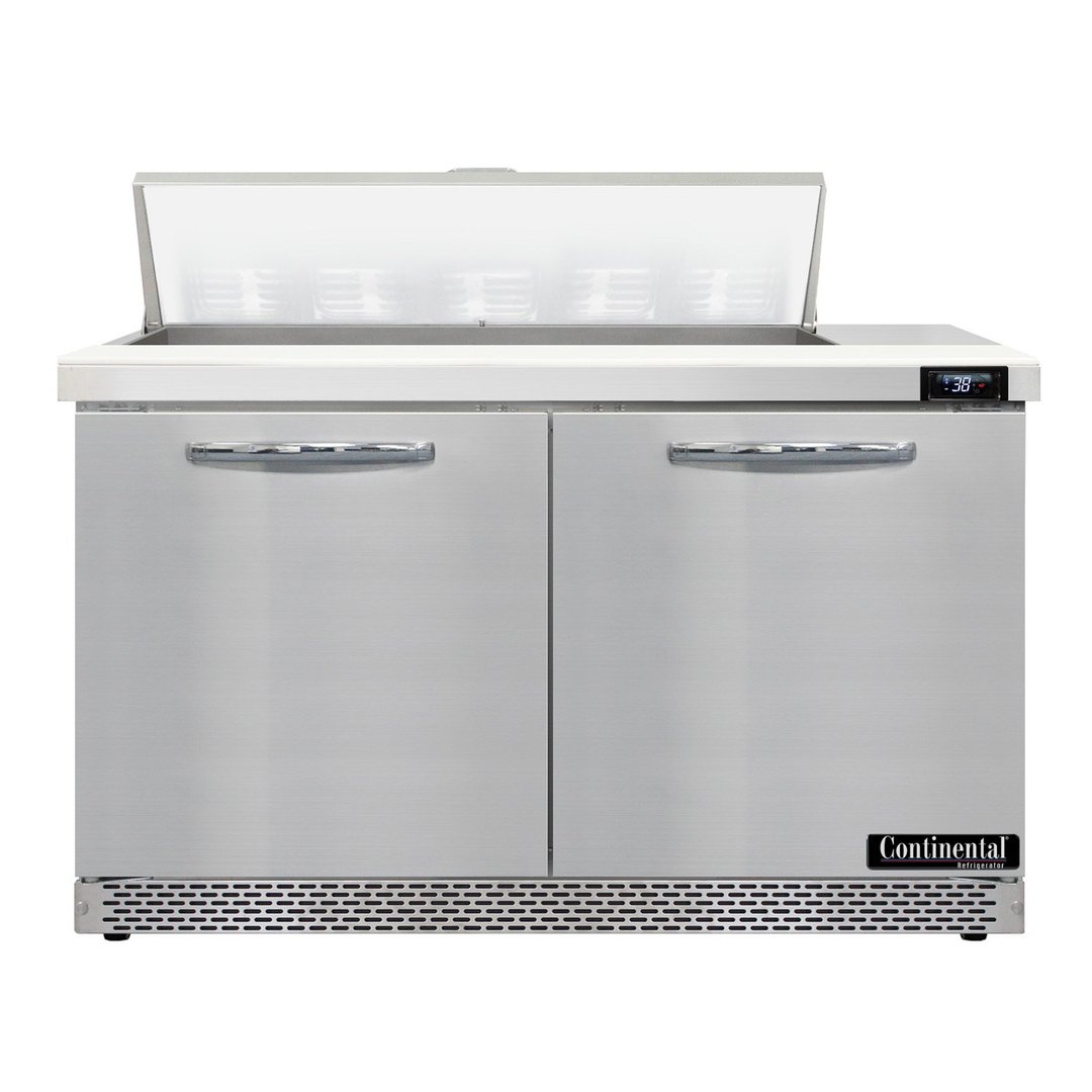 Continental Refrigerator D48N10-FB 48" Two Section Sandwich / Salad Prep Table w/ 2 Doors, 10 Pans