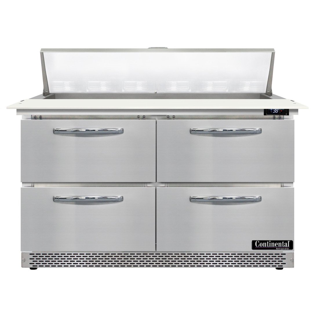 Continental Refrigerator D48N12C-FB-D 48" Sandwich / Salad Prep Table w/ 4 Drawers, 12 Pans